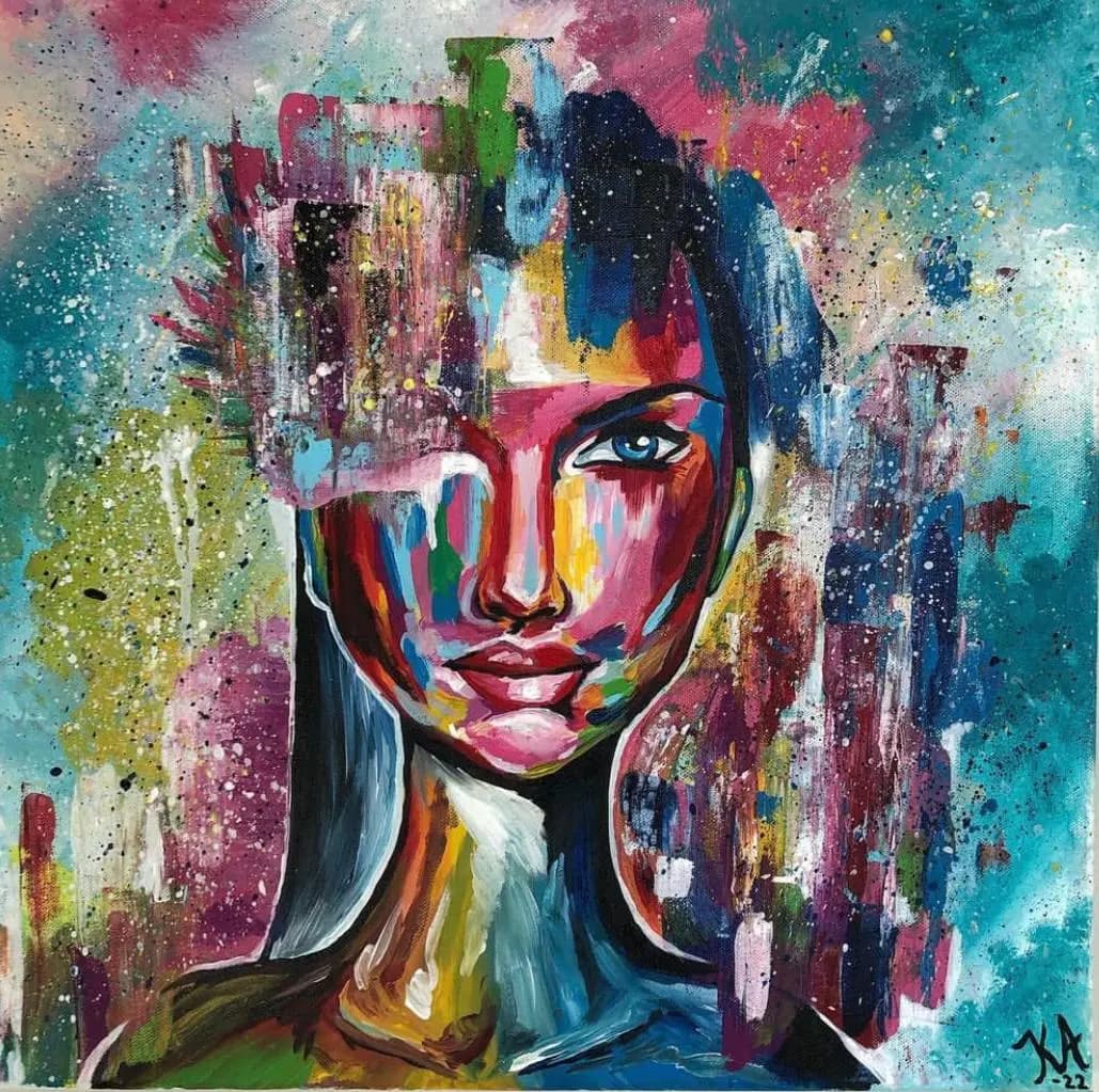 a Woman A colorful lady, it is as simple as that. acrylic painting in the Woman collection by Kristina Andersson