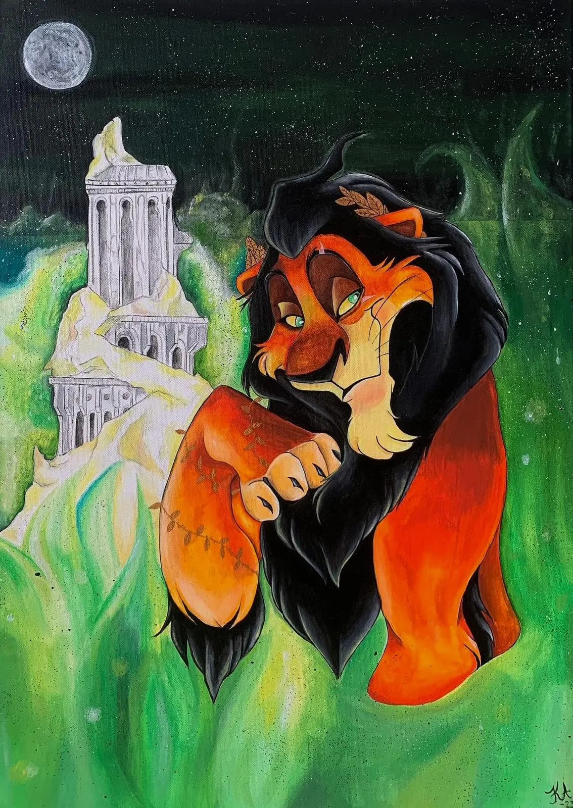 a Pride Let me introduce “Pride”. The idea was to combine hints of Julius Ceasar and Scar since they both can be said to act passively because of their pride. acrylic painting in the The Seven Deadly Sins collection by Kristina Andersson